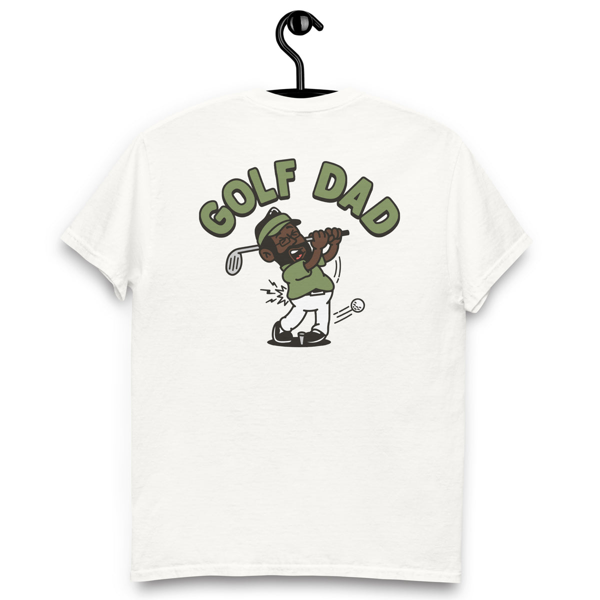 Golf Black Hair Dark Skin Tone Glasses Beard Dad T-Shirt