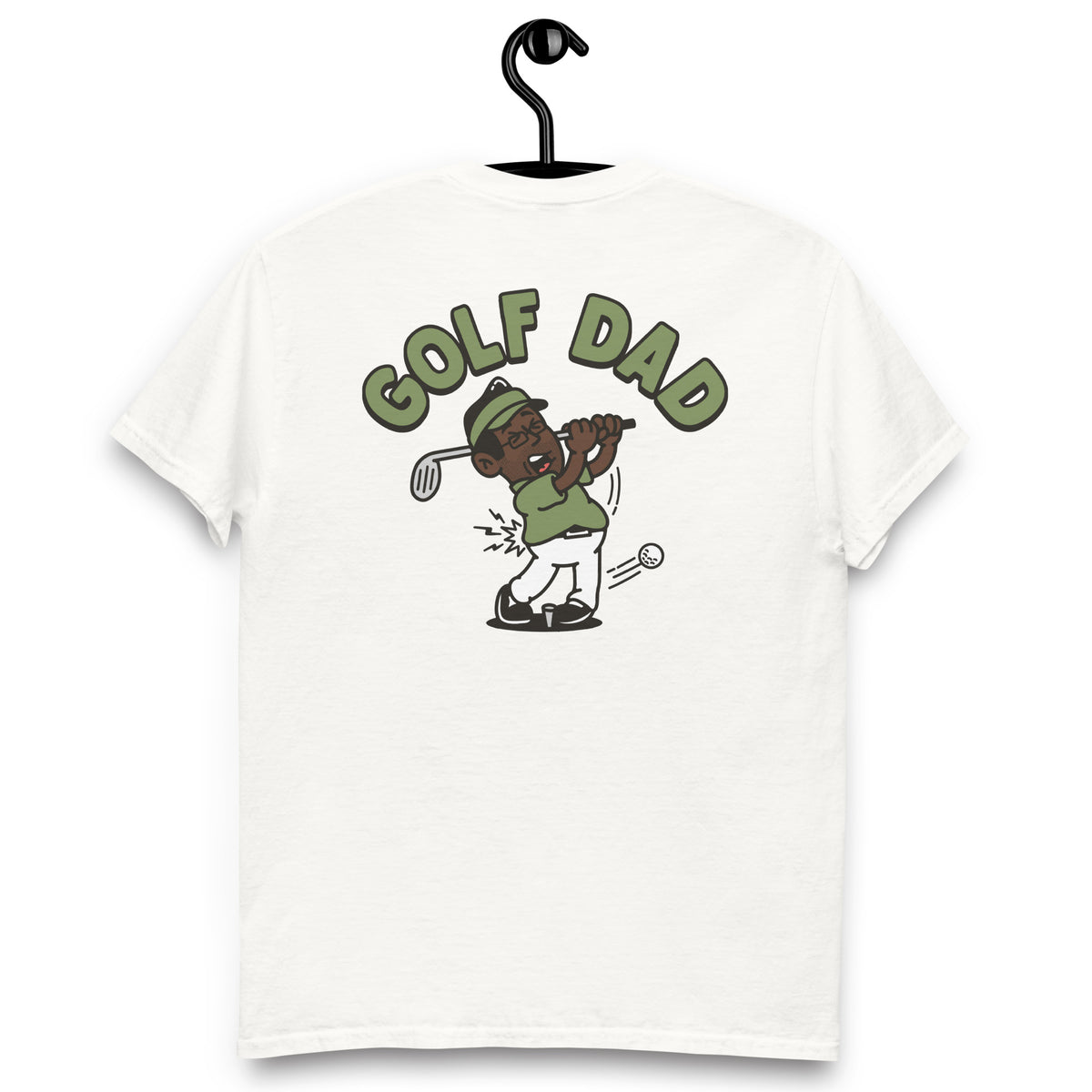 Golf Black Hair Dark Skin Tone Glasses Stubble Dad T-Shirt