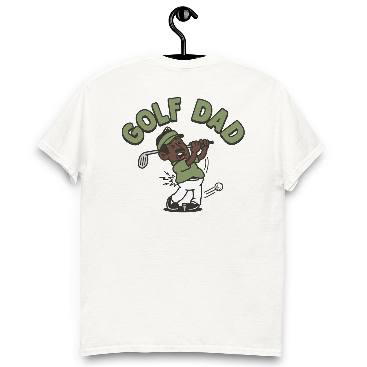 Golf Black Hair Dark Skin Tone No-Glasses Moustache Dad T-Shirt