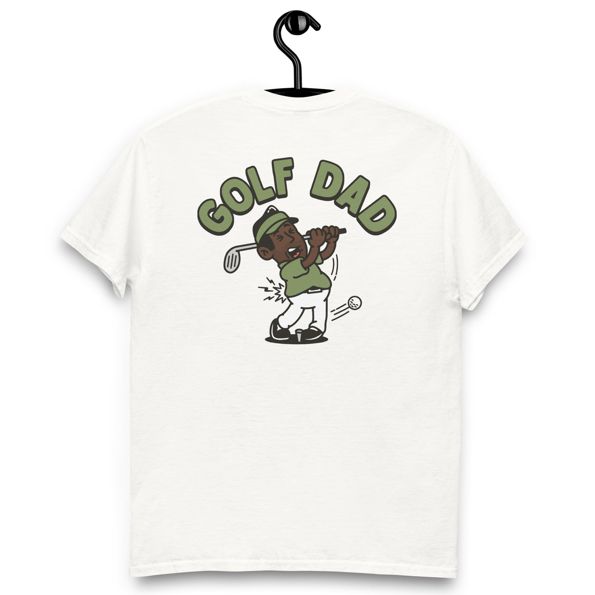 Golf Black Hair Dark Skin Tone No-Glasses Stubble Dad T-Shirt