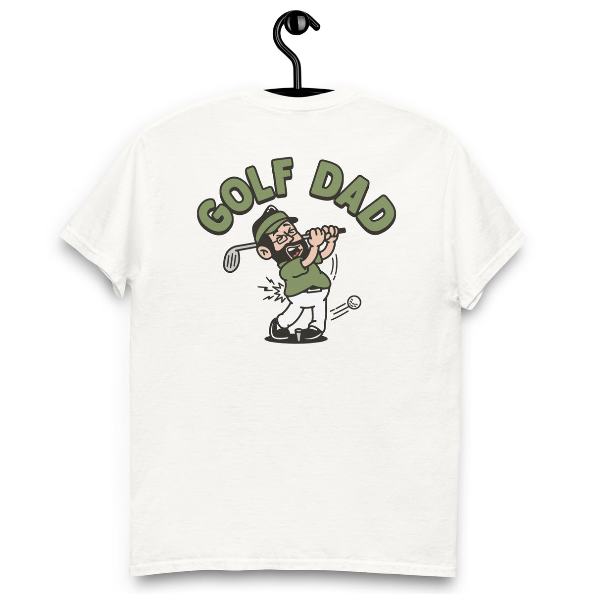 Golf Black Hair Light Skin Tone Glasses Beard Dad T-Shirt