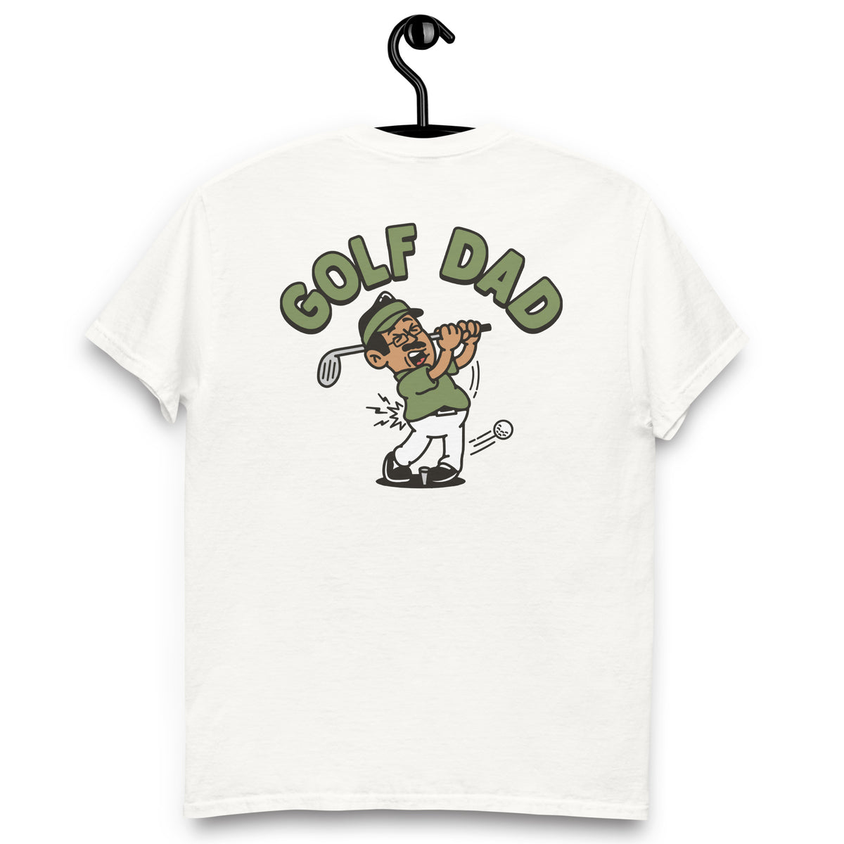 Golf Black Hair Tan Skin Tone Glasses Moustache Dad T-Shirt