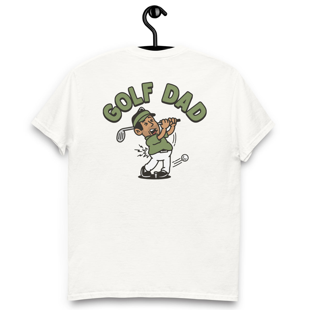 Golf Black Hair Tan Skin Tone No-Glasses Stubble Dad T-Shirt
