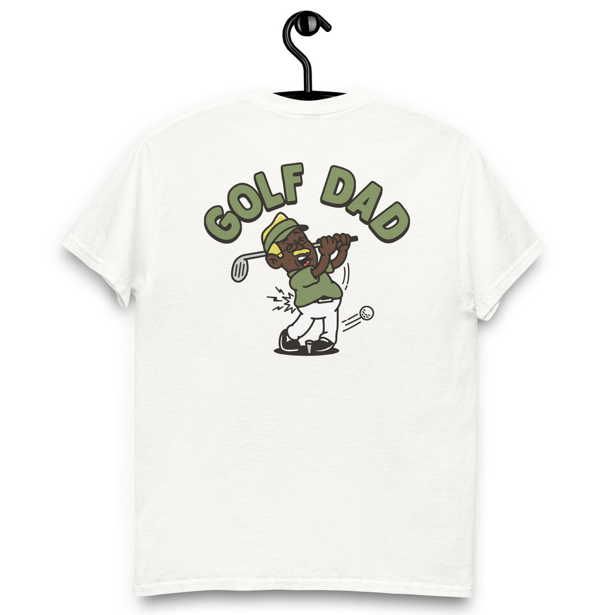 Golf Blond Hair Dark Skin Tone Glasses Moustache Dad T-Shirt