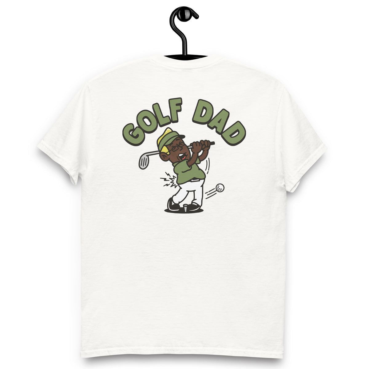 Golf Blond Hair Dark Skin Tone Glasses Stubble Dad T-Shirt