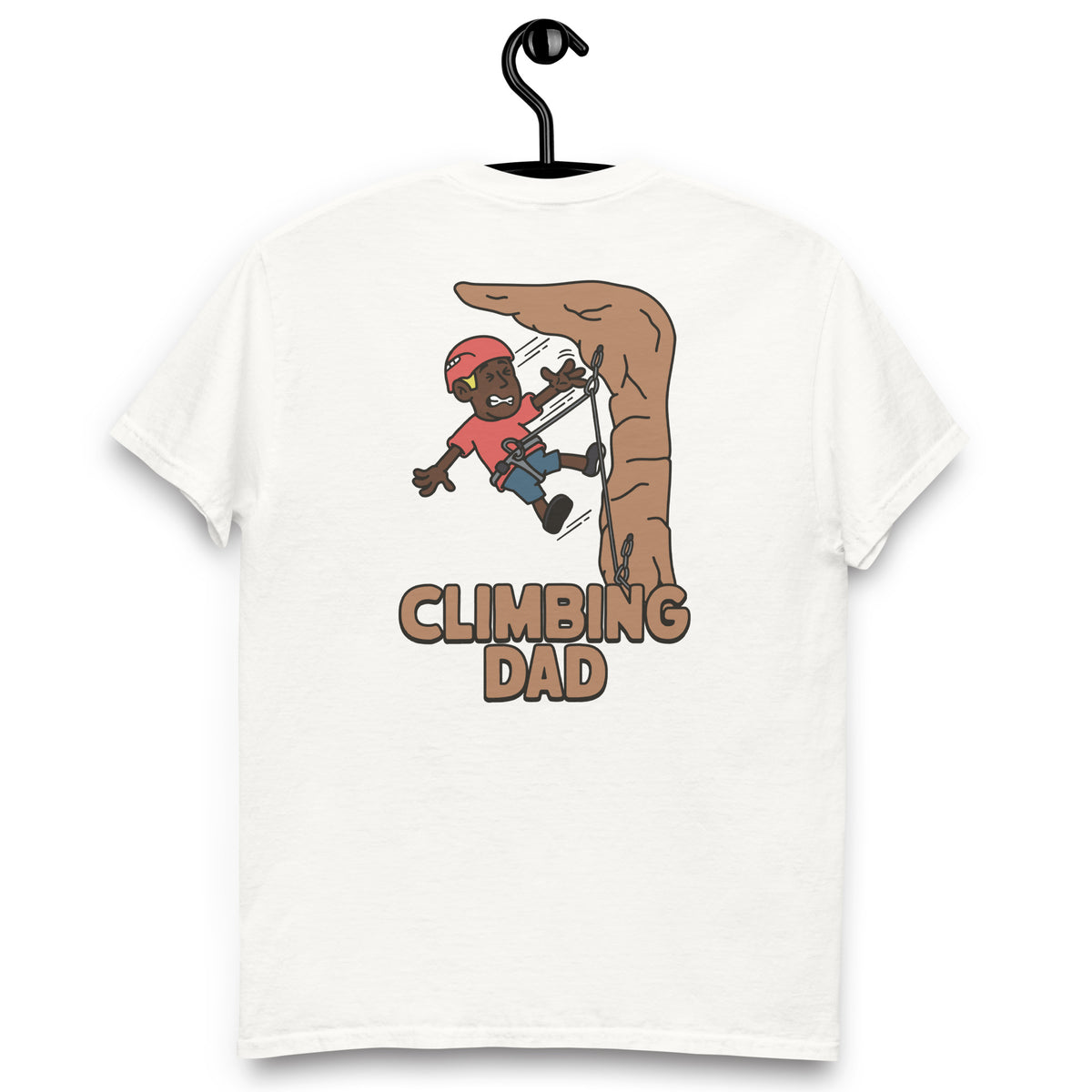 Climbing Blond Hair Dark Skin Tone No-Glasses Stubble Dad T-Shirt