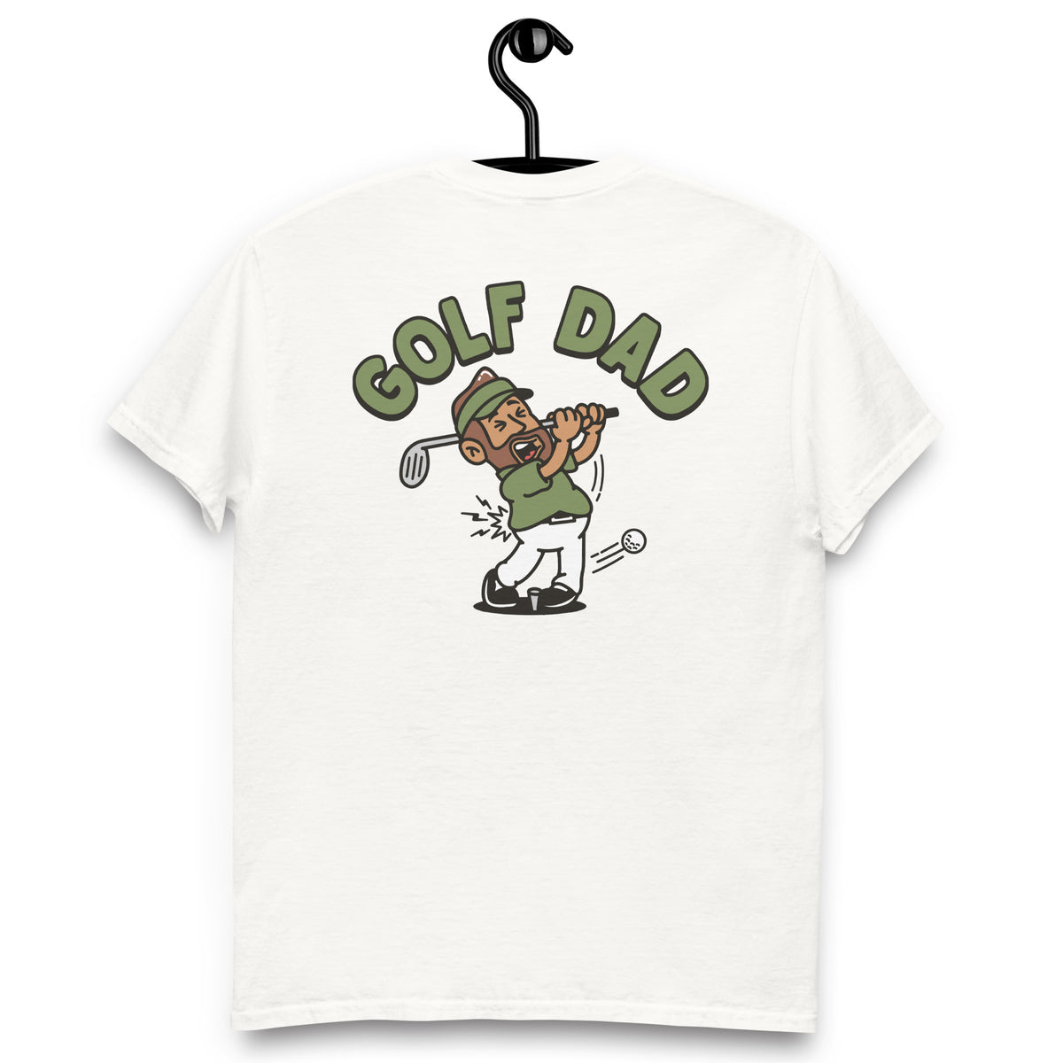 Golf Brown Hair Tan Skin Tone No-Glasses Beard Dad T-Shirt