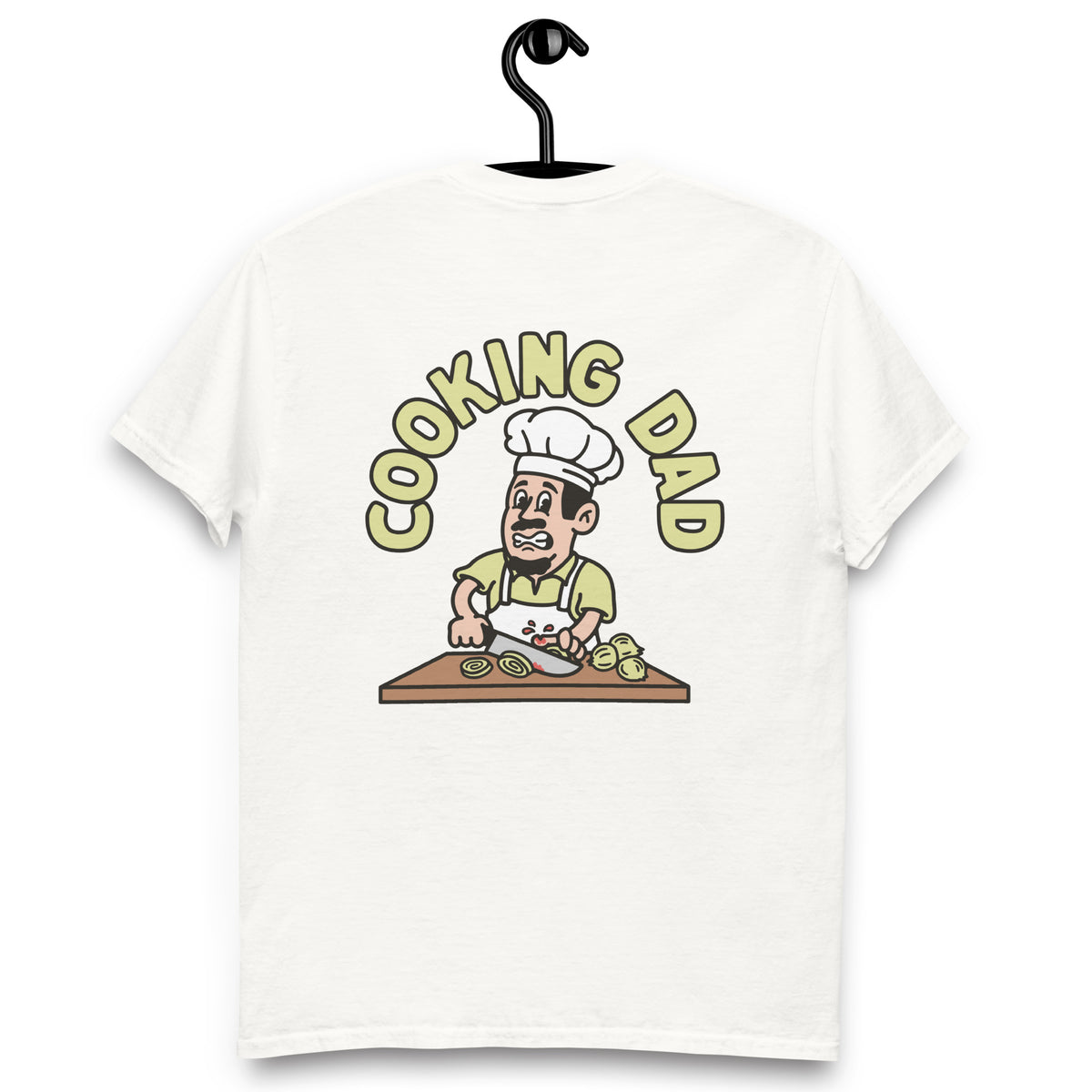 Cooking Black Hair Light Skin Tone No-Glasses Moustache & Chin Beard Dad T-Shirt