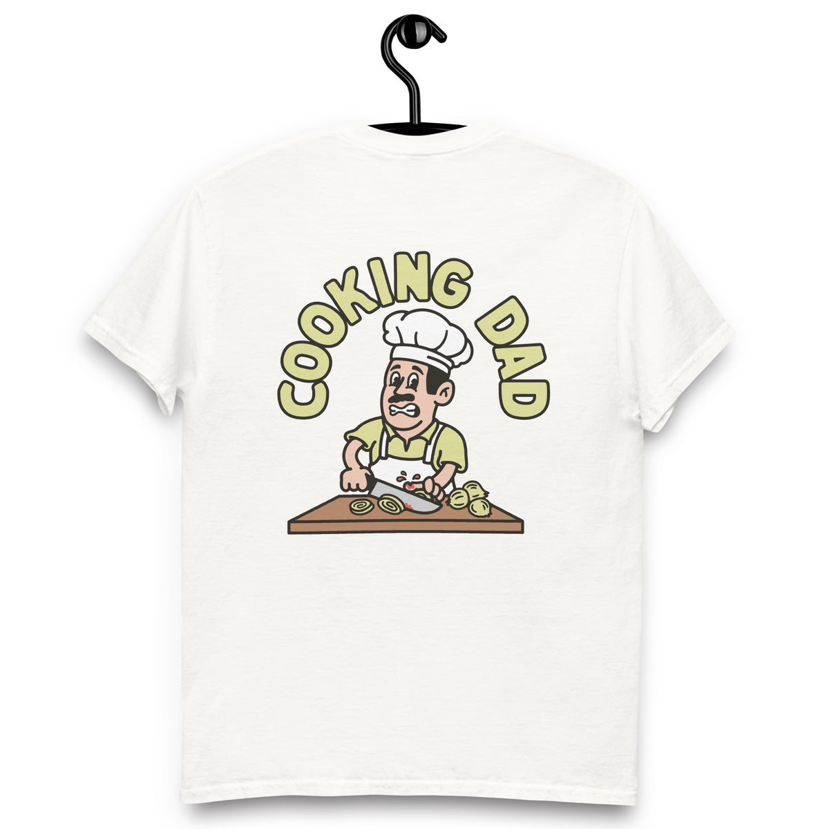 Cooking Black Hair Light Skin Tone No-Glasses Moustache Dad T-Shirt