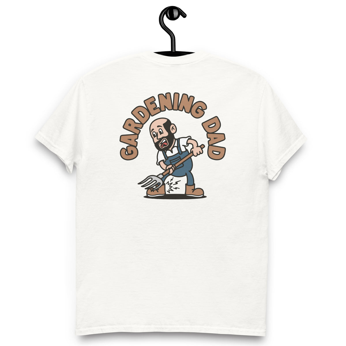 Gardening Black Hair Light Skin Tone No-Glasses Bald Beard Dad T-Shirt