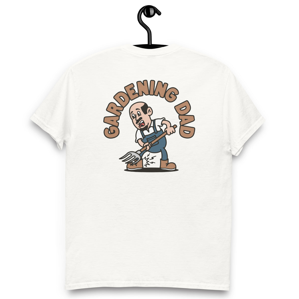 Gardening Black Hair Light Skin Tone No-Glasses Bald Moustache & Chin Beard Dad T-Shirt