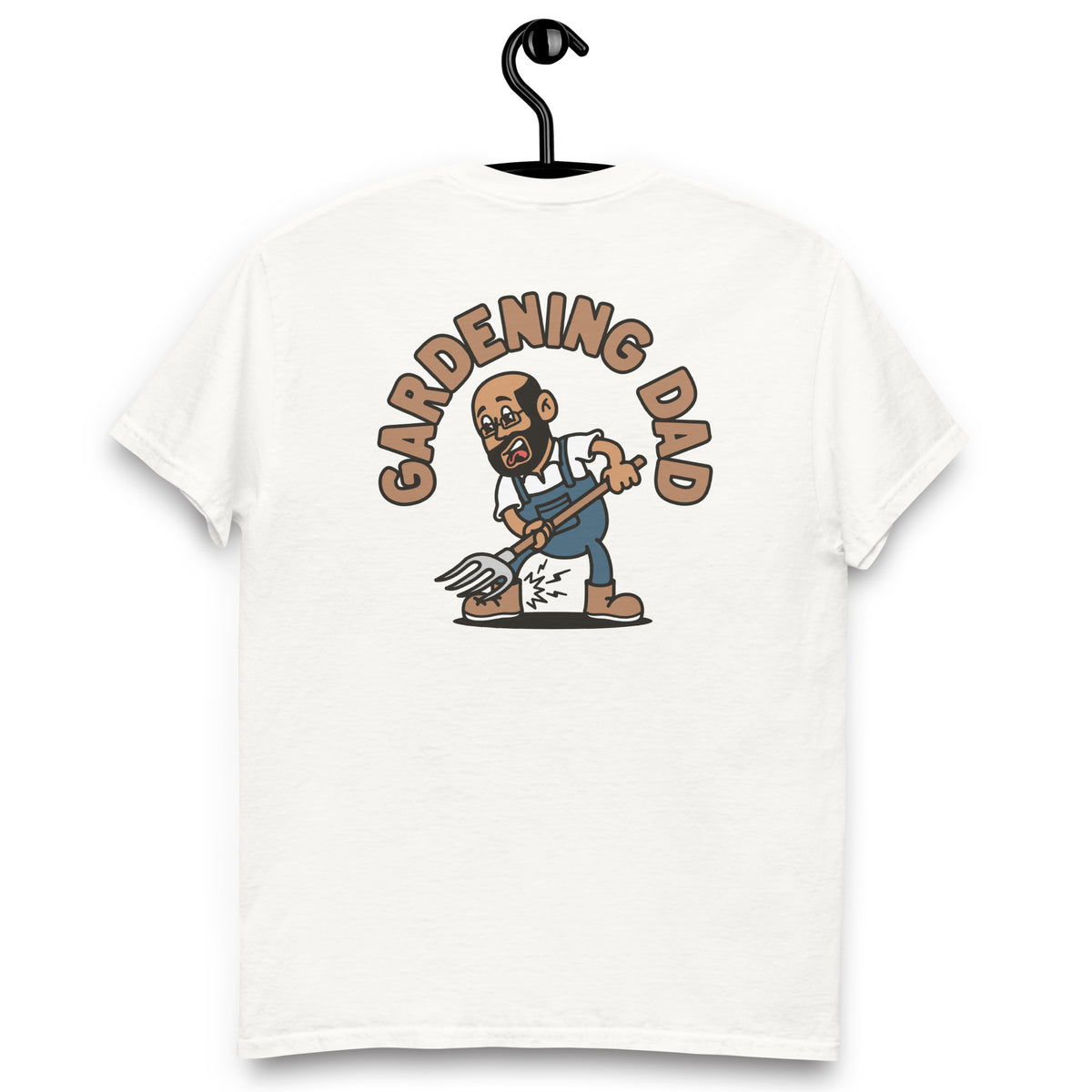 Gardening Black Hair Tan Skin Tone Glasses Bald Beard Dad T-Shirt