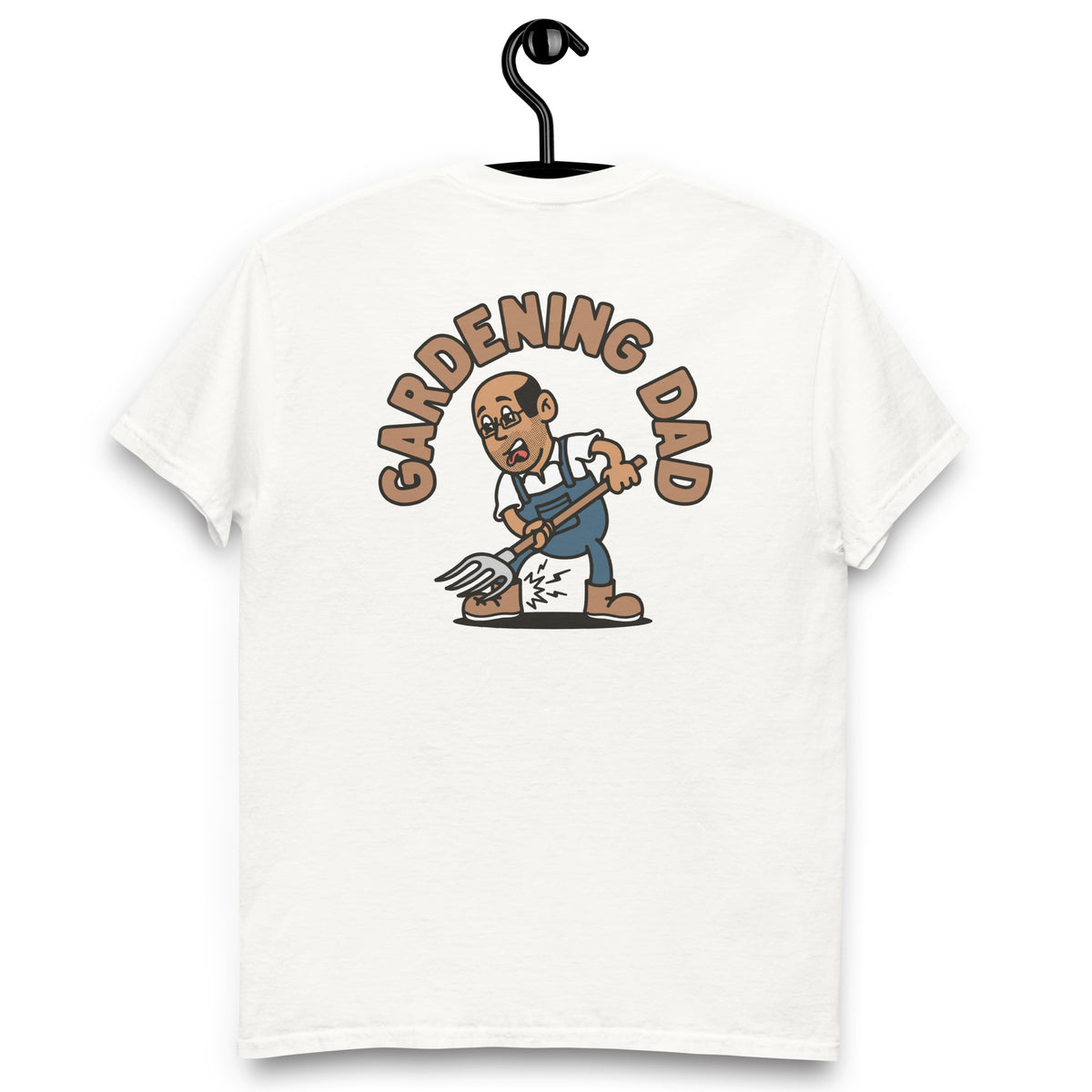 Gardening Black Hair Tan Skin Tone Glasses Bald Stubble Dad T-Shirt