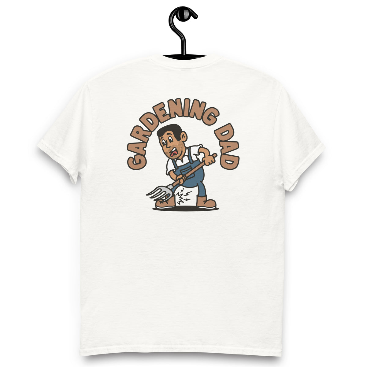 Gardening Black Hair Tan Skin Tone No-Glasses Short Stubble Dad T-Shirt