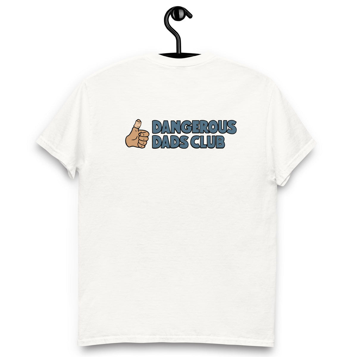 Dangerous Dads Club T-Shirt - Blue logo with tan thumb