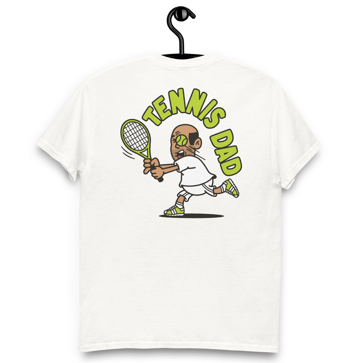 Tennis Black Hair Tan Skin Tone No-Glasses Bald Stubble Dad T-Shirt