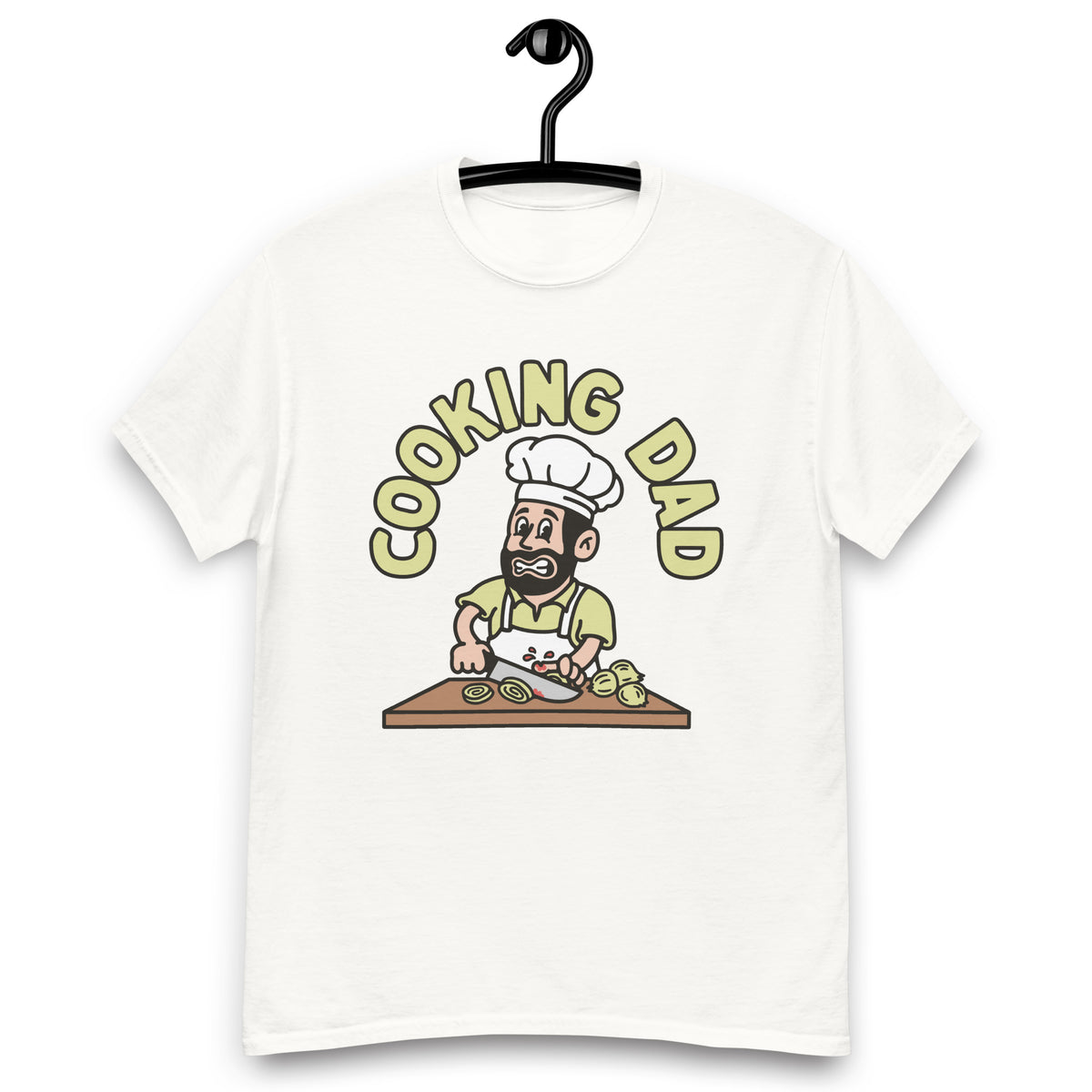Cooking Black Hair Light Skin Tone No-Glasses Beard Dad T-Shirt