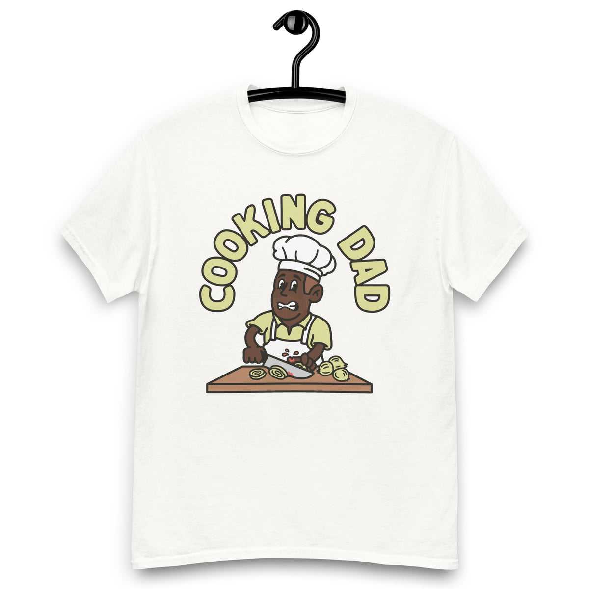 Cooking Brown Hair Dark Skin Tone No-Glasses Stubble Dad T-Shirt