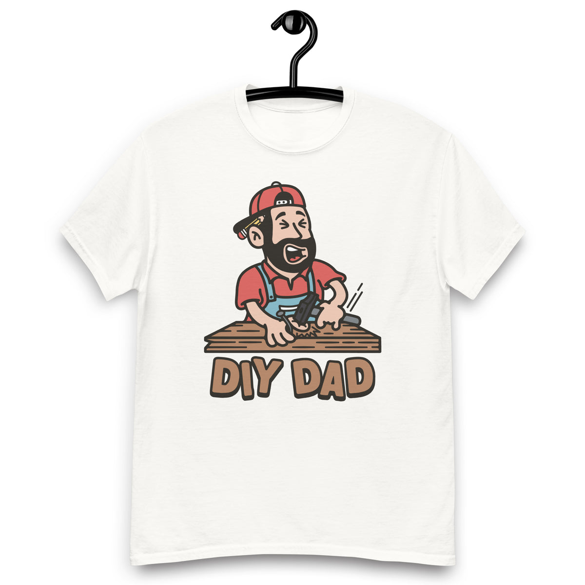 DIY Black Hair Light Skin Tone No-Glasses Beard Dad T-Shirt