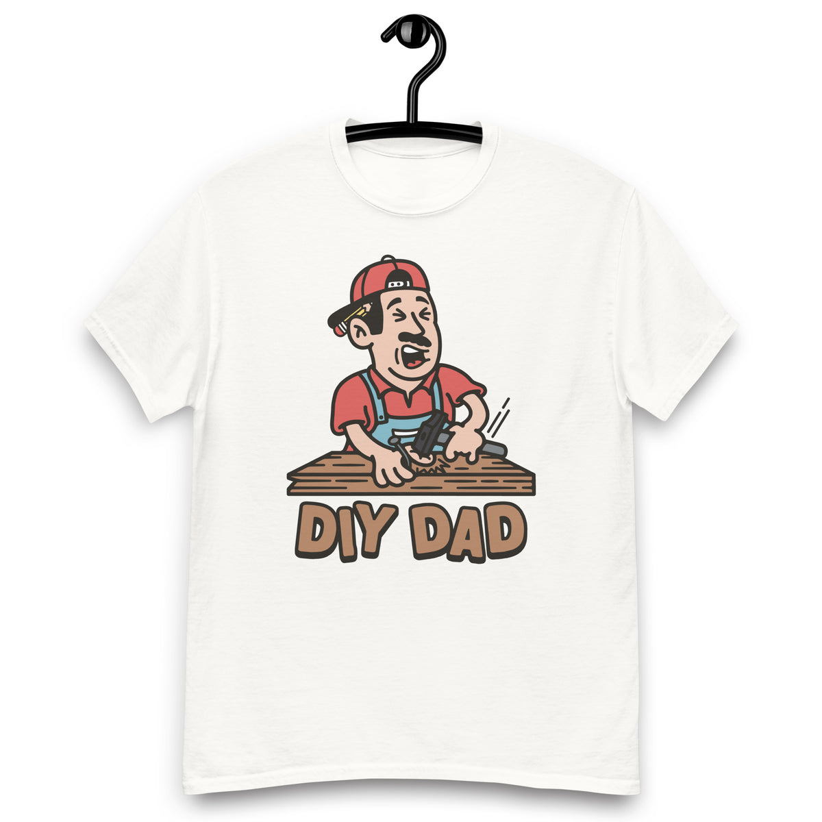 DIY Black Hair Light Skin Tone No-Glasses Moustache Dad T-Shirt