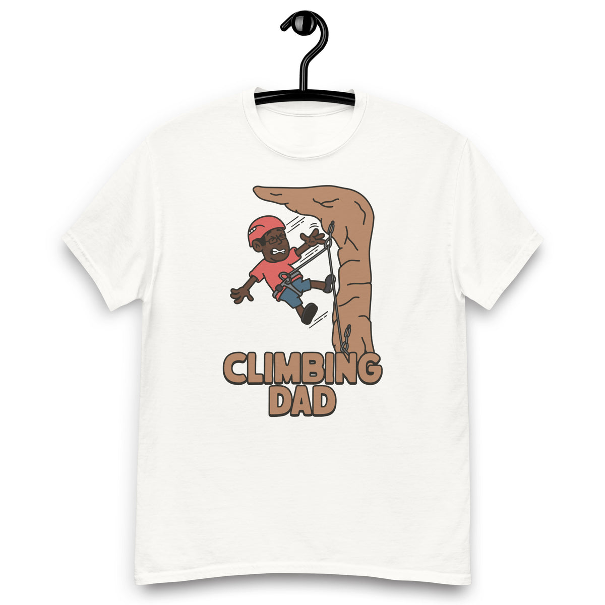Climbing Black Hair Dark Skin Tone Glasses Stubble Dad T-Shirt
