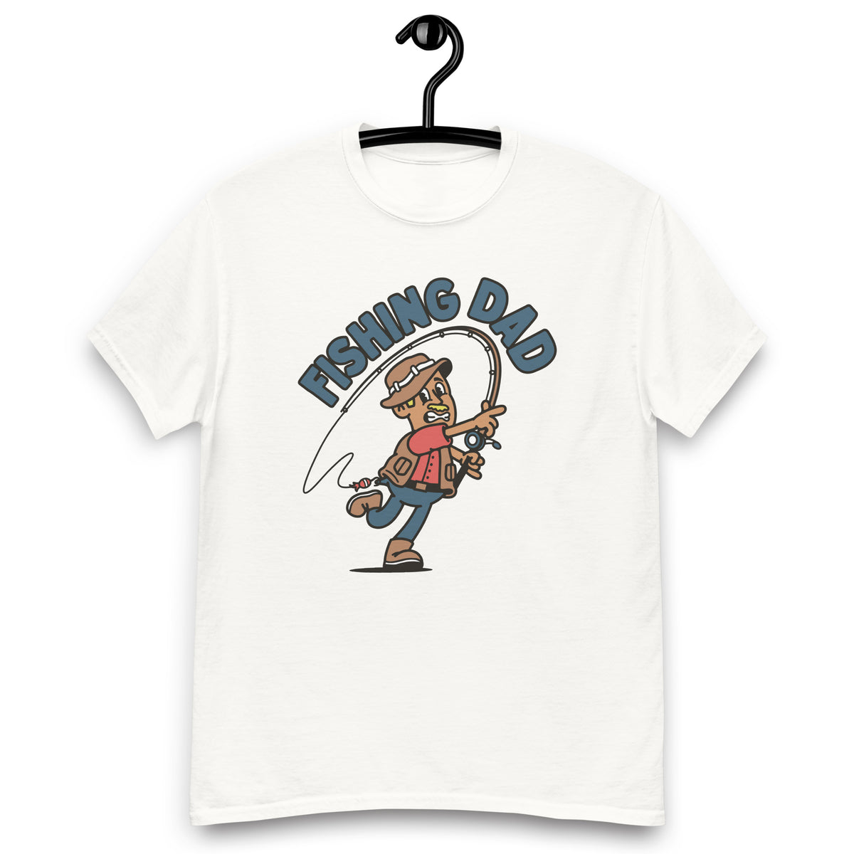 Fishing Blond Hair Tan Skin Tone No-Glasses Moustache Dad T-Shirt