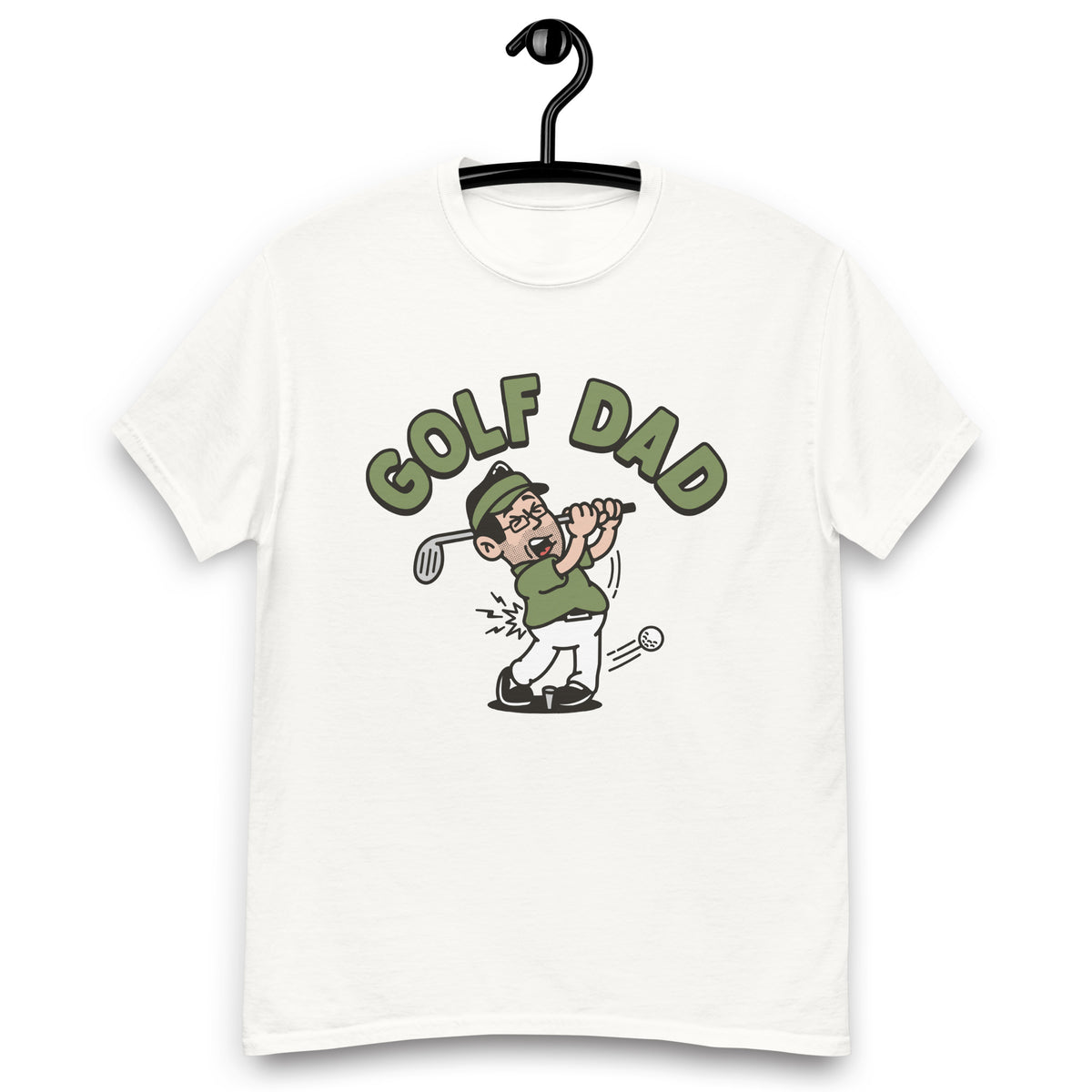 Golf Black Hair Light Skin Tone Glasses Stubble Dad T-Shirt