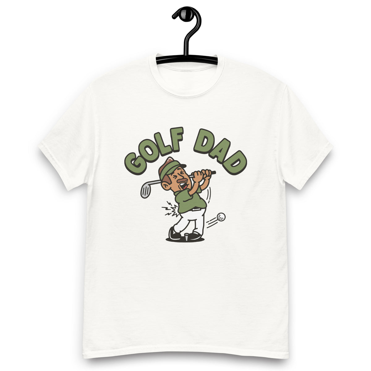 Golf Brown Hair Tan Skin Tone No-Glasses Moustache Dad T-Shirt