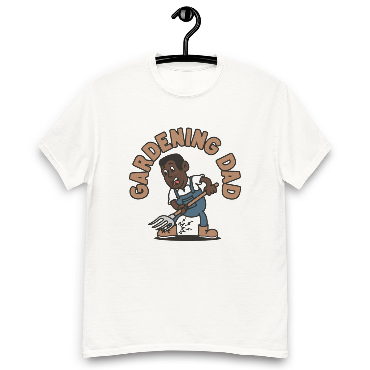 Gardening Black Hair Dark Skin Tone No-Glasses Short Stubble Dad T-Shirt