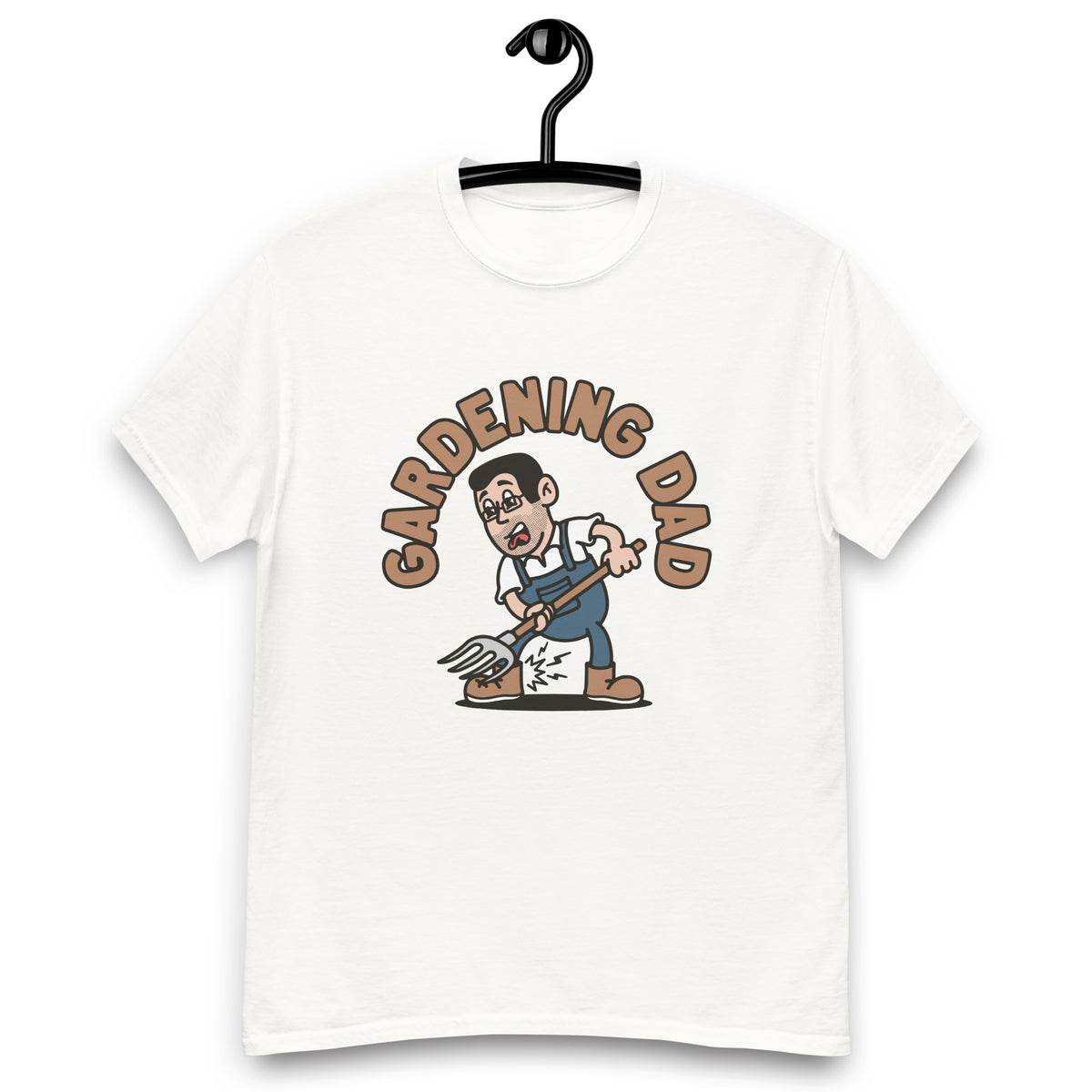 Gardening Black Hair Light Skin Tone Glasses Short Stubble Dad T-Shirt