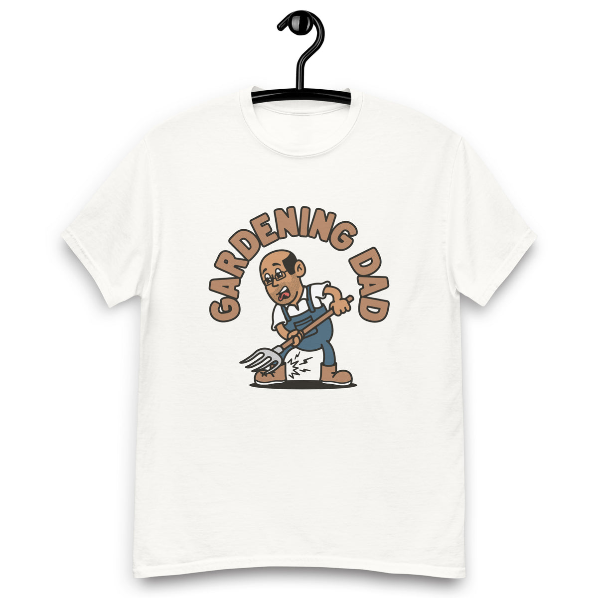 Gardening Black Hair Tan Skin Tone Glasses Bald Stubble Dad T-Shirt