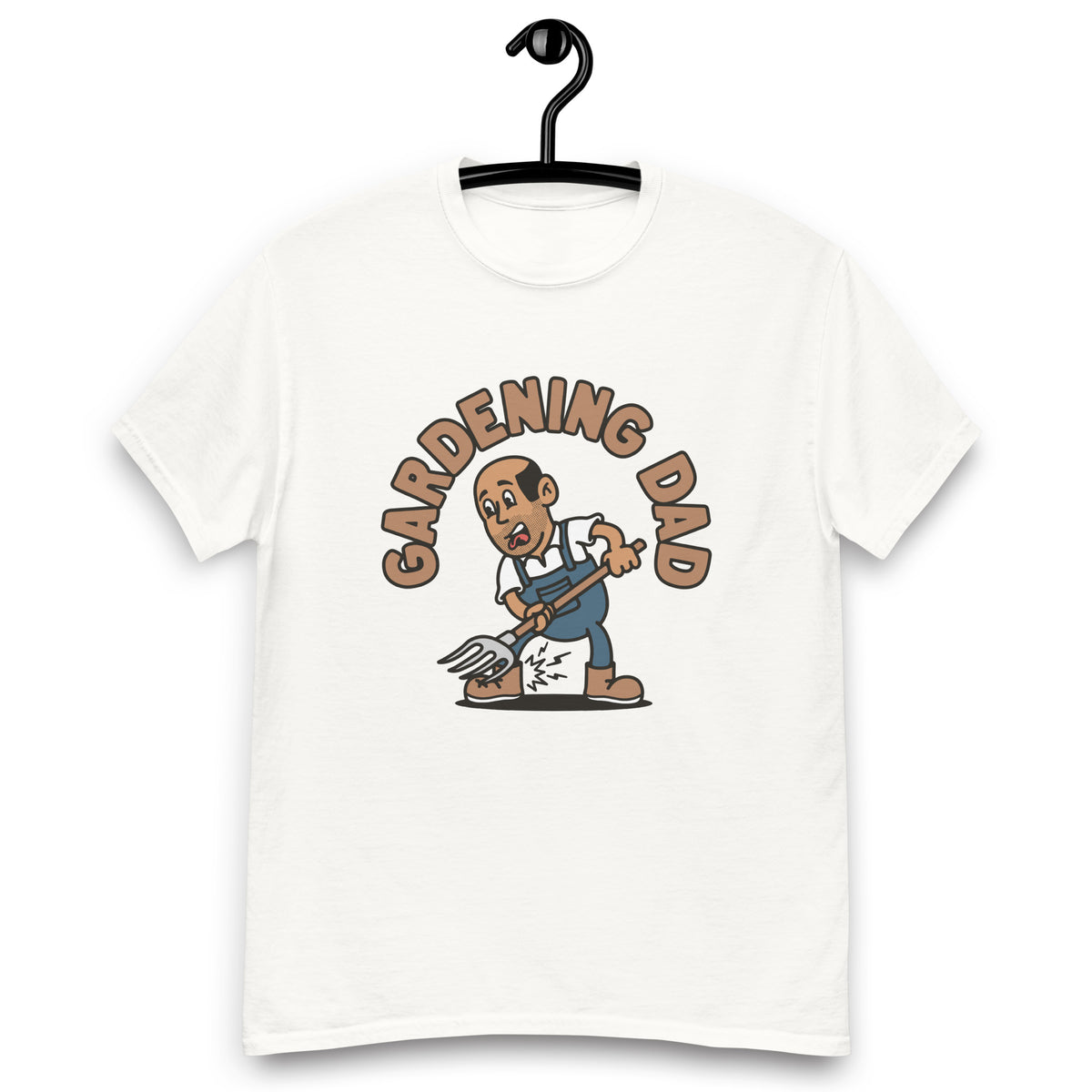 Gardening Black Hair Tan Skin Tone No-Glasses Bald Stubble Dad T-Shirt