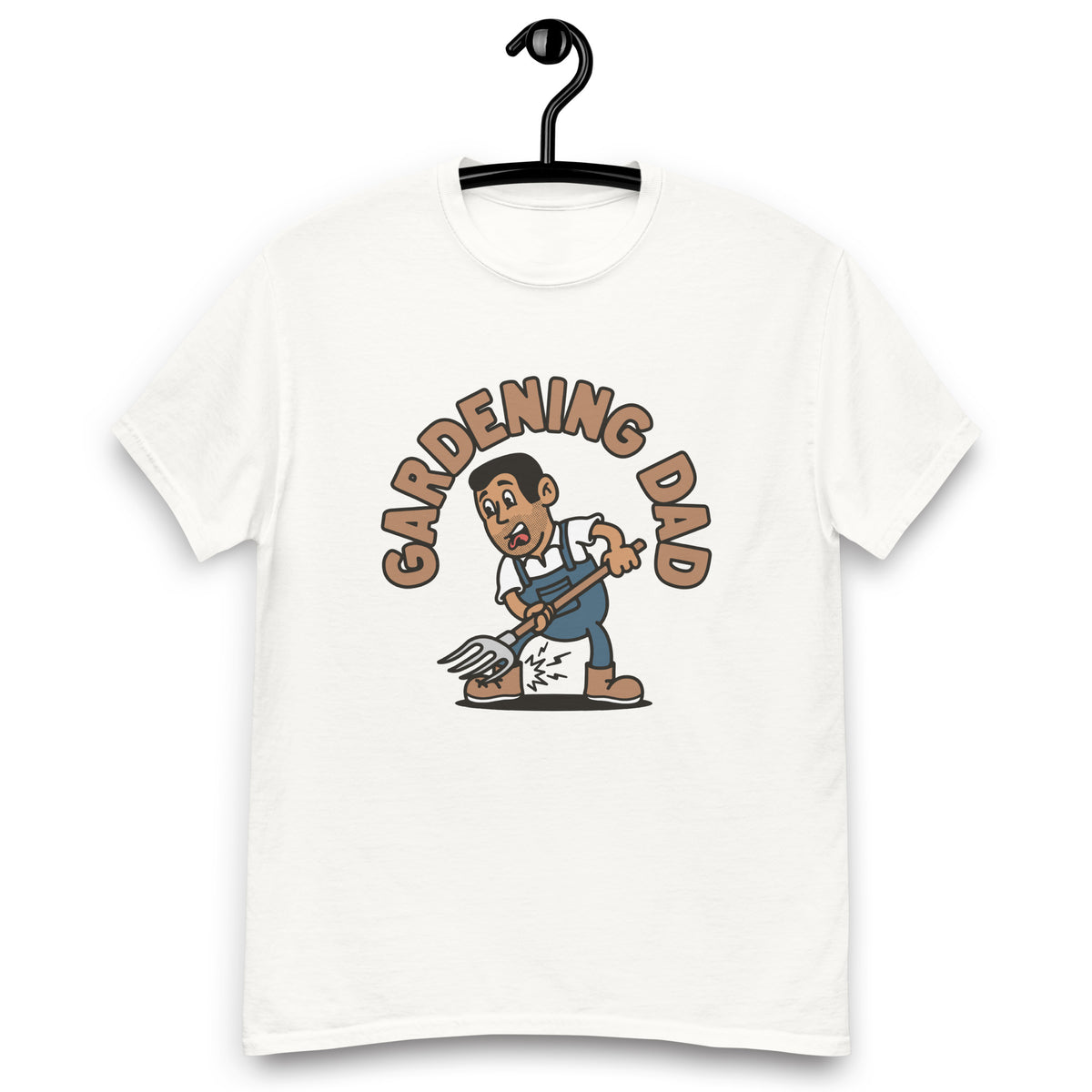 Gardening Black Hair Tan Skin Tone No-Glasses Short Stubble Dad T-Shirt