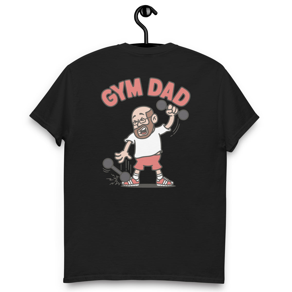 Gym Brown Hair Light Skin Tone Glasses Bald Beard Dad T-Shirt