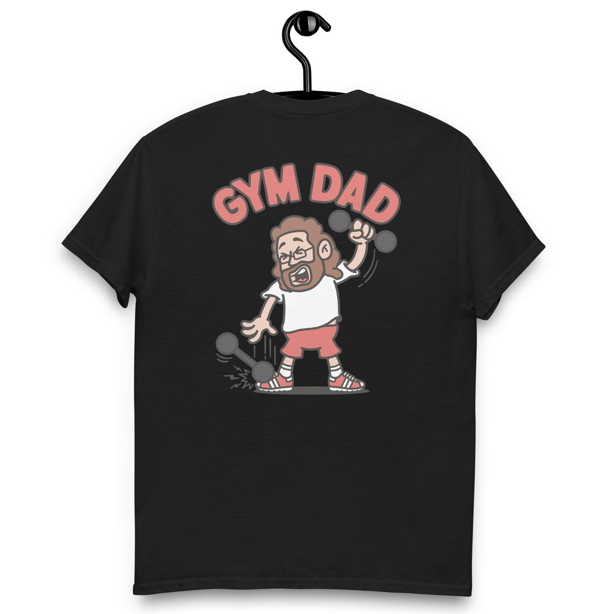 Gym Brown Hair Light Skin Tone Glasses Long Beard Dad T-Shirt