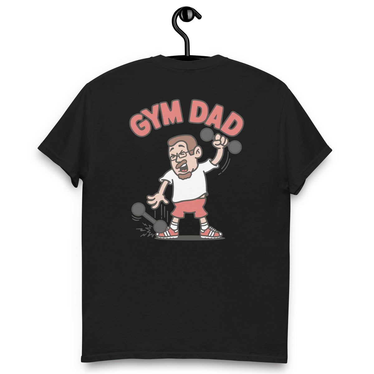 Gym Brown Hair Light Skin Tone Glasses Short Moustache & Chin Beard Dad T-Shirt