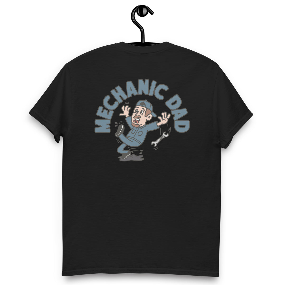 Mechanic Brown Hair Light Skin Tone No-Glasses Moustache & Chin Beard Dad T-Shirt