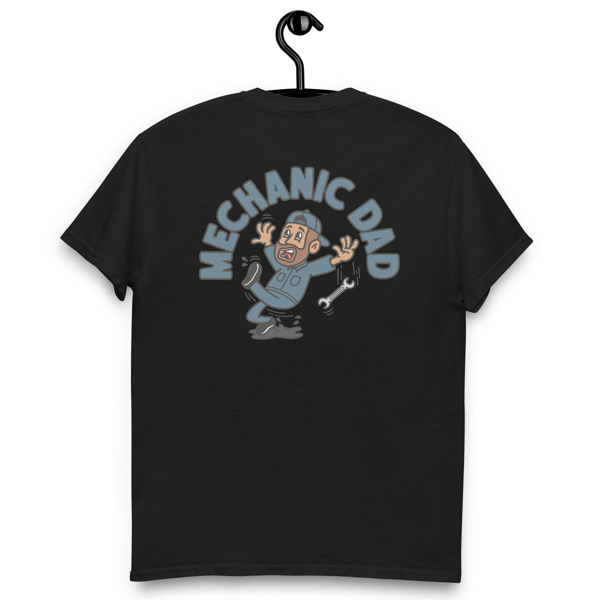 Mechanic Brown Hair Tan Skin Tone No-Glasses Beard Dad T-Shirt