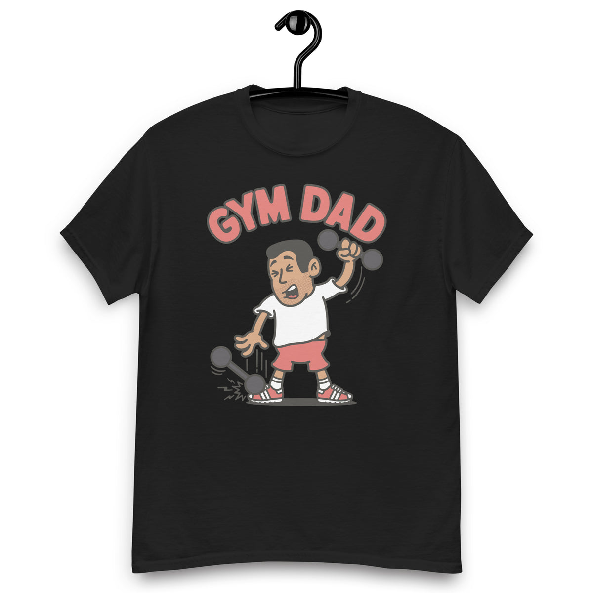 Gym Black Hair Tan Skin Tone No-Glasses Short Stubble Dad T-Shirt