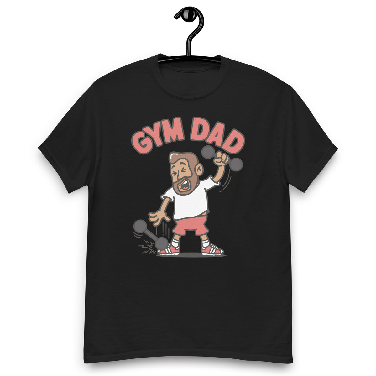 Gym Brown Hair Tan Skin Tone No-Glasses Medium Beard Dad T-Shirt