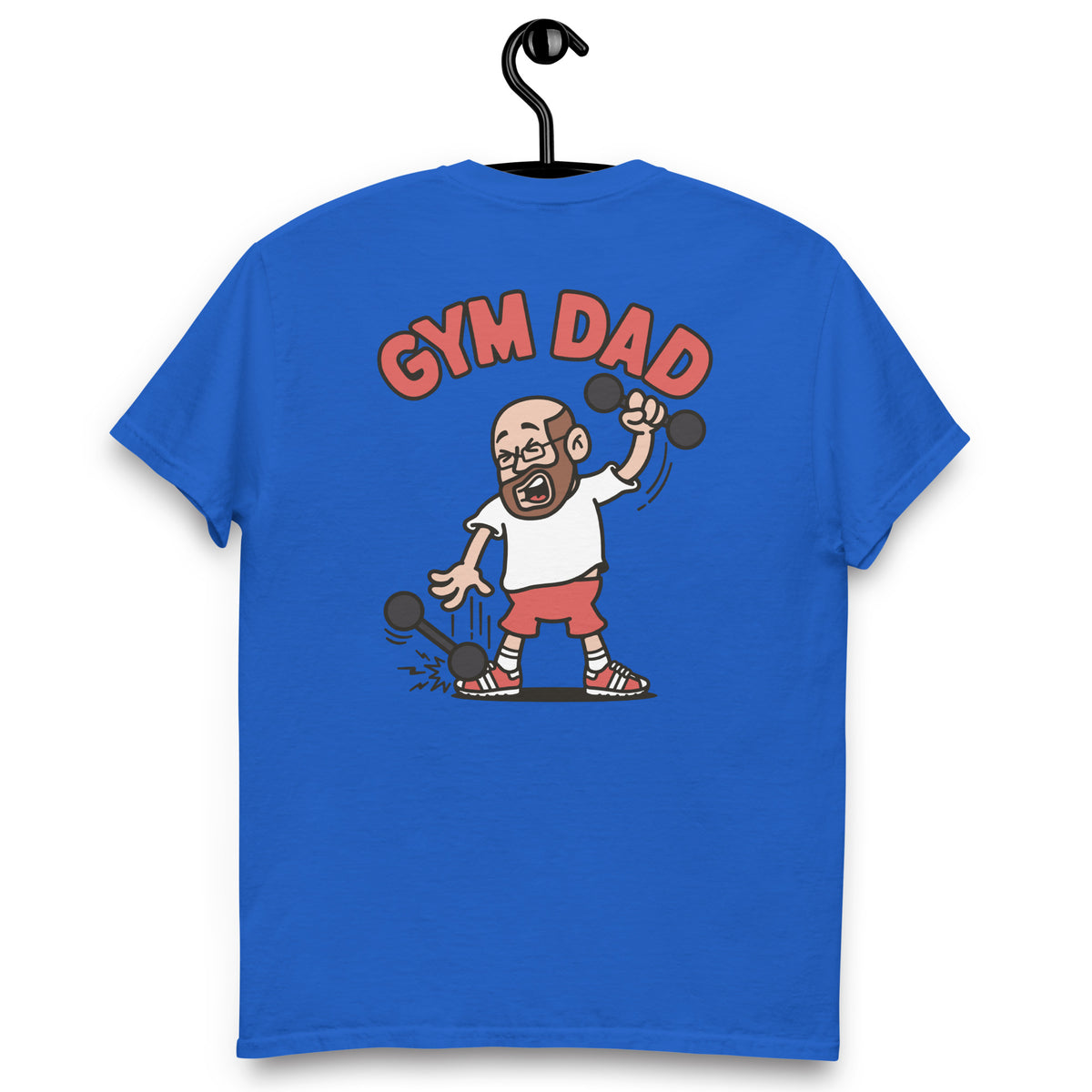 Gym Brown Hair Light Skin Tone Glasses Bald Beard Dad T-Shirt
