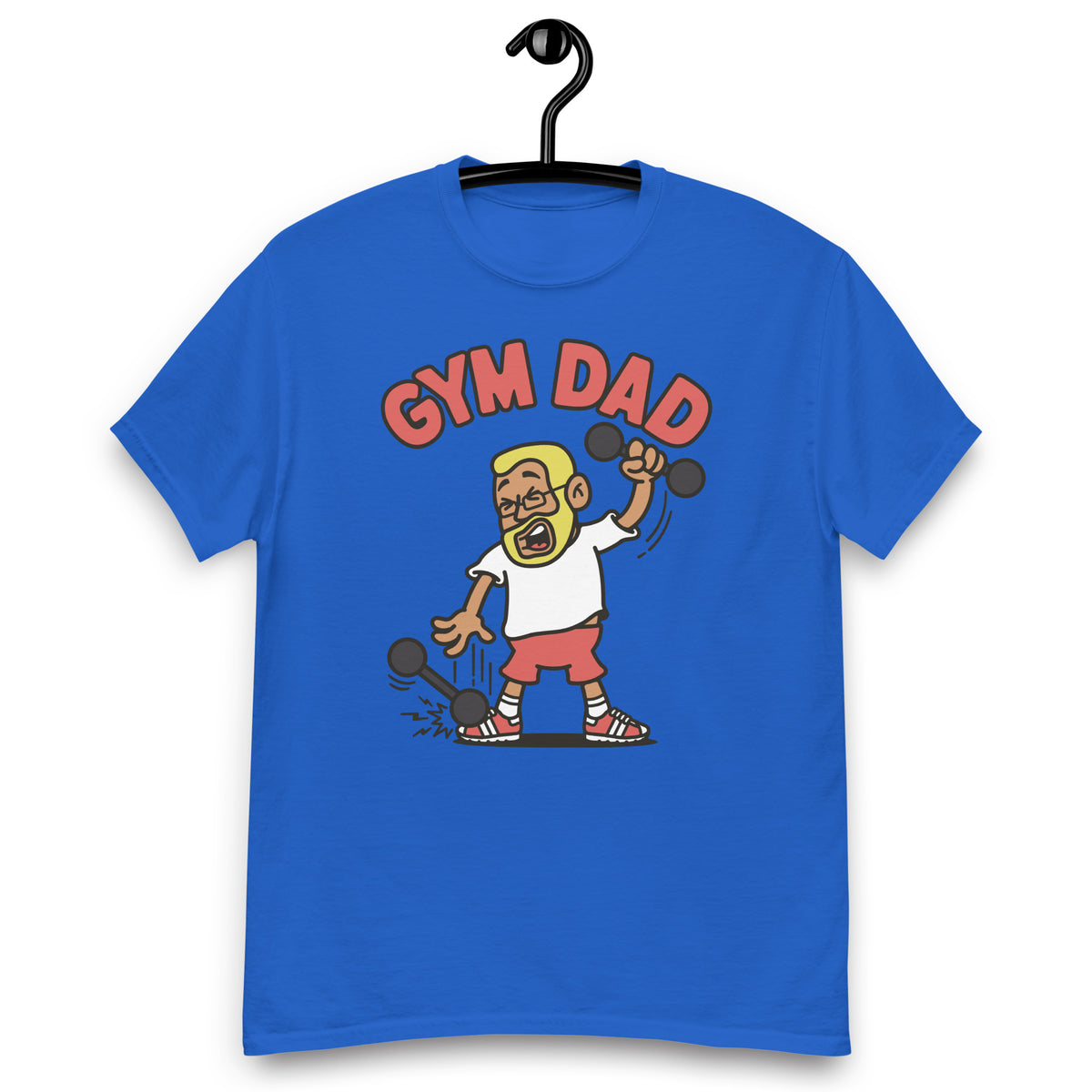 Gym Blond Hair Tan Skin Tone Glasses Short Beard Dad T-Shirt