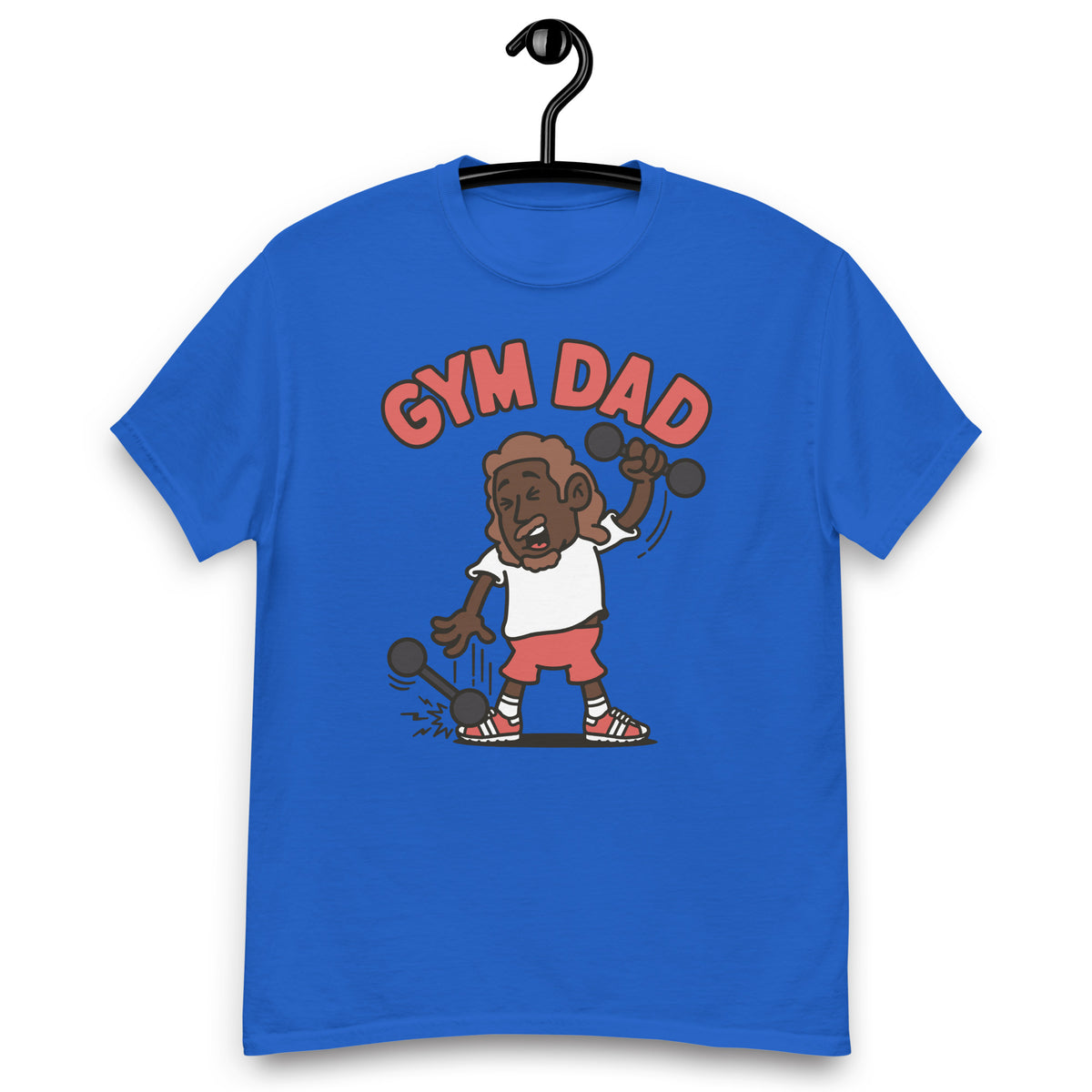 Gym Brown Hair Dark Skin Tone No-Glasses Long Moustache & Chin Beard Dad T-Shirt