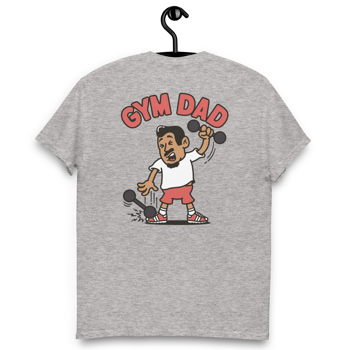 Gym Black Hair Tan Skin Tone No-Glasses Medium Moustache & Chin Beard Dad T-Shirt