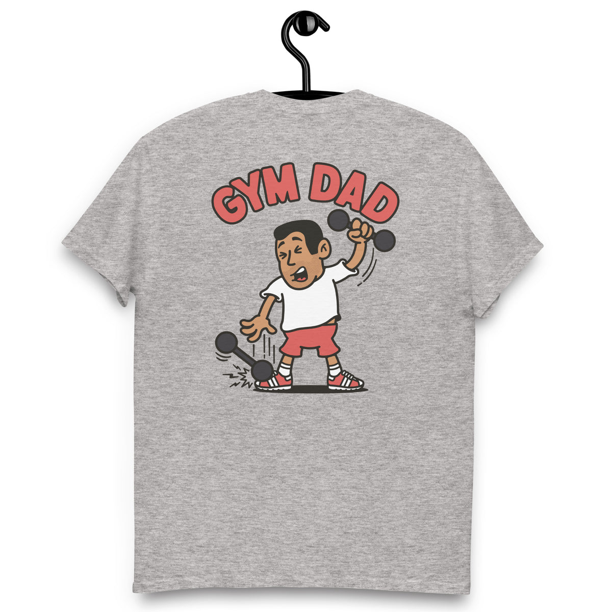 Gym Black Hair Tan Skin Tone No-Glasses Short Stubble Dad T-Shirt