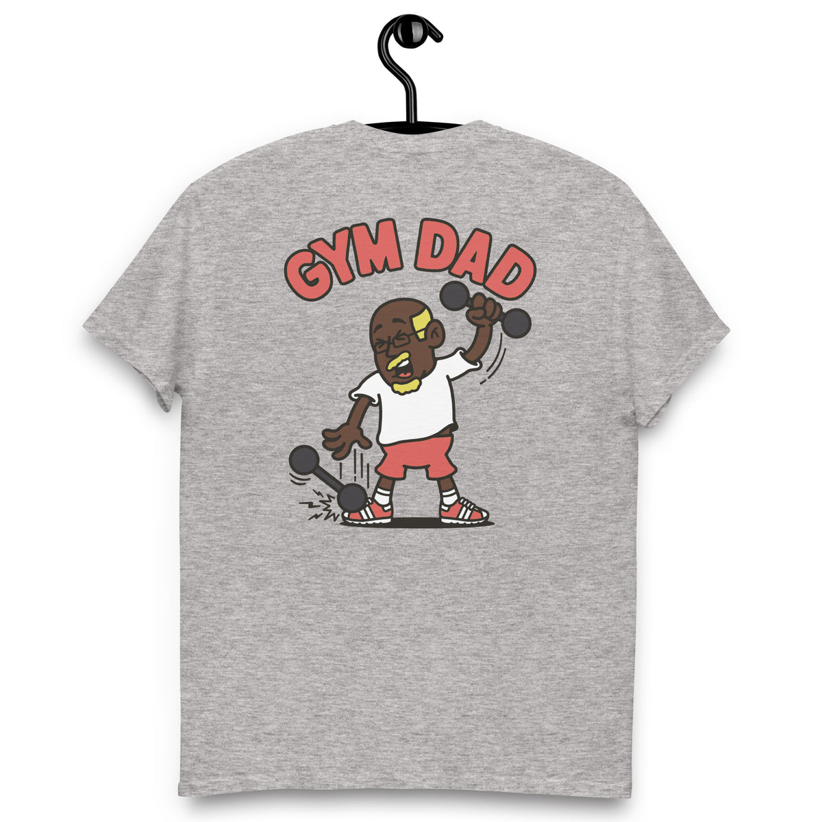 Gym Blond Hair Dark Skin Tone Glasses Bald Moustache & Chin Beard Dad T-Shirt