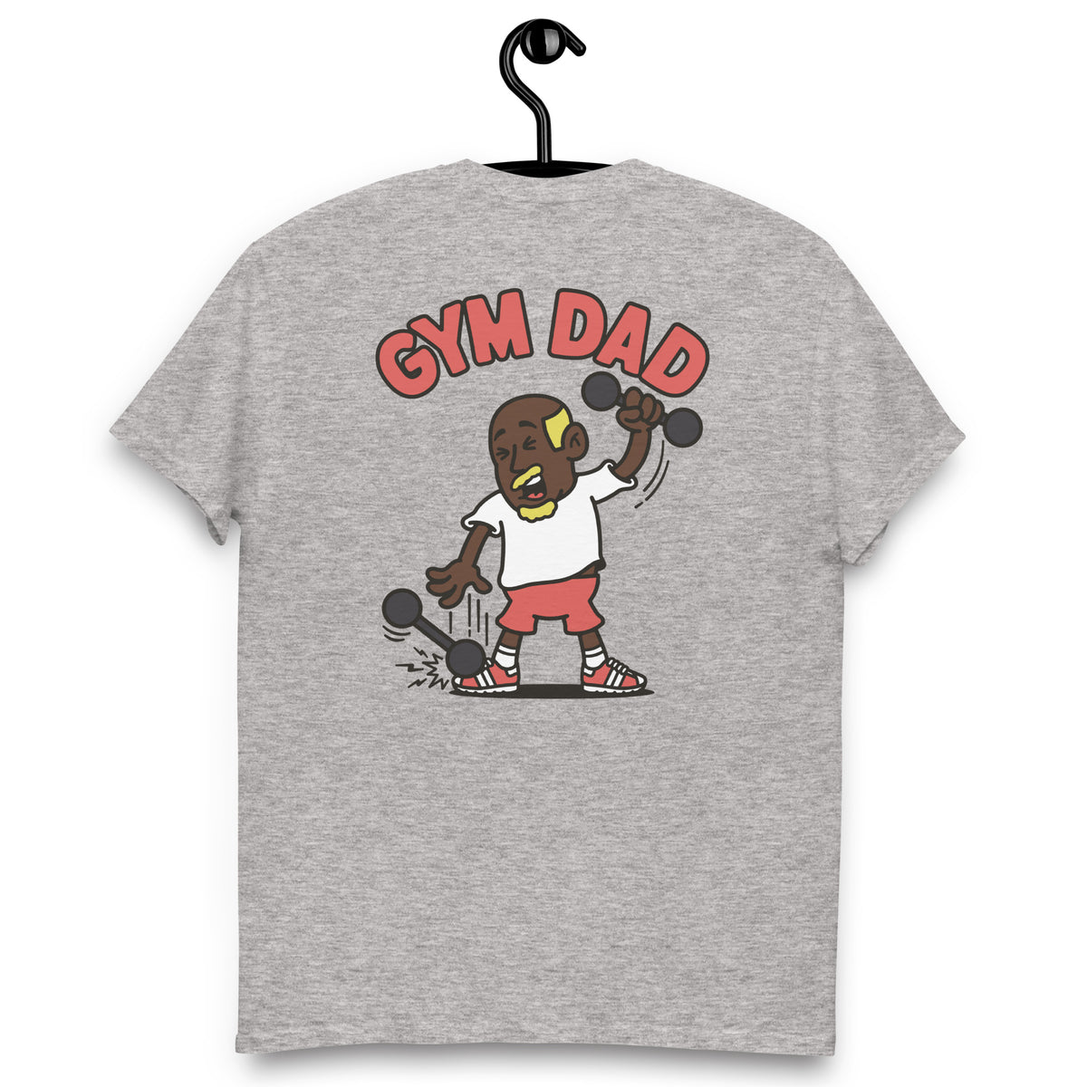 Gym Blond Hair Dark Skin Tone No-Glasses Bald Moustache & Chin Beard Dad T-Shirt
