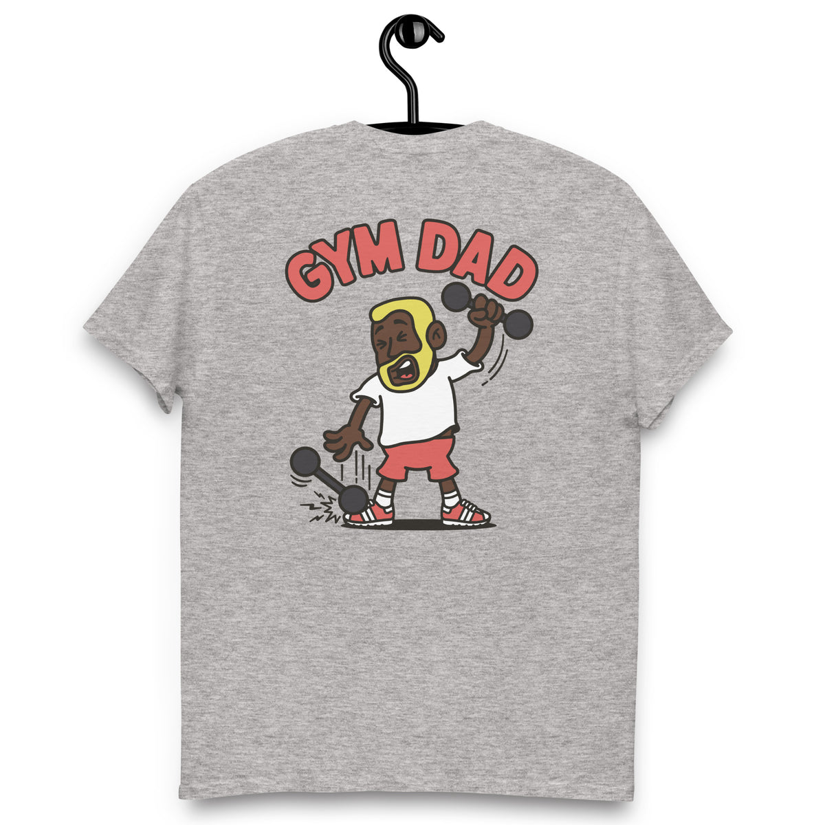Gym Blond Hair Dark Skin Tone No-Glasses Short Beard Dad T-Shirt