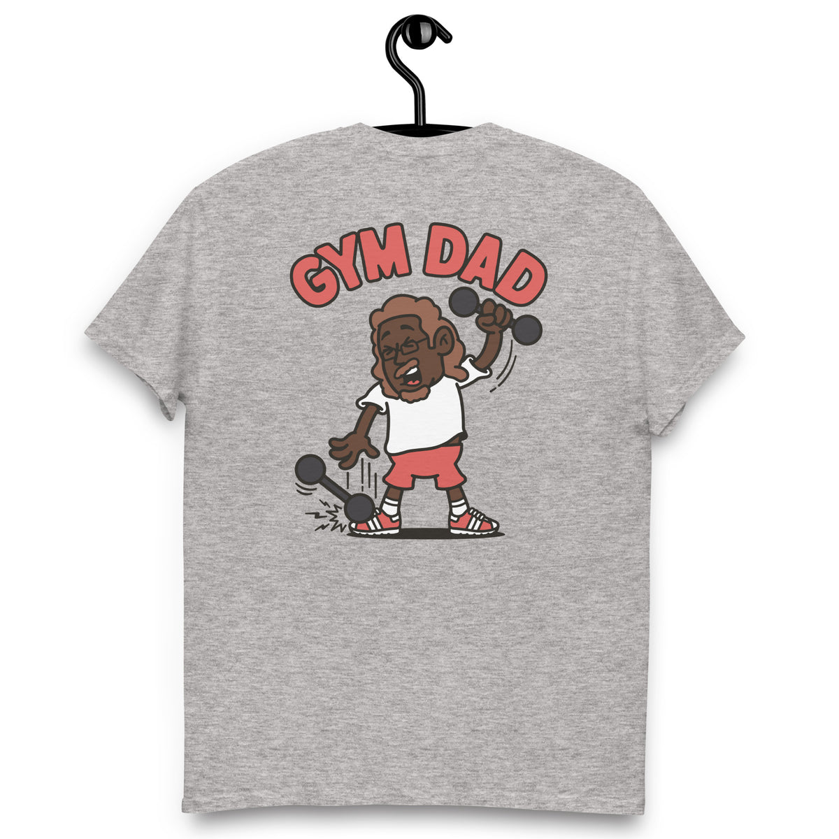 Gym Brown Hair Dark Skin Tone Glasses Long Moustache & Chin Beard Dad T-Shirt