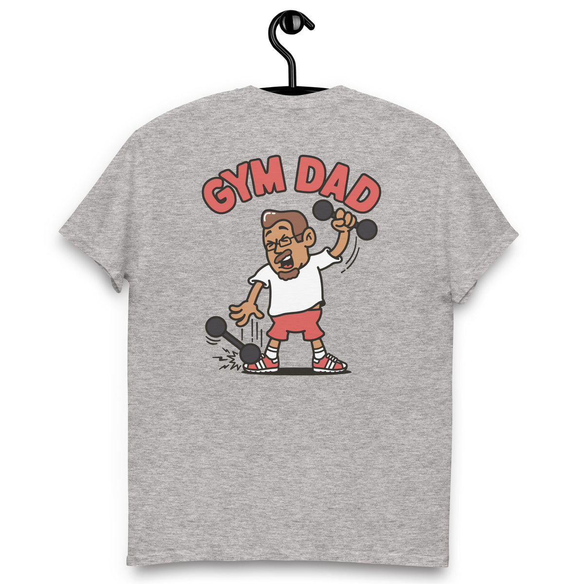 Gym Brown Hair Tan Skin Tone Glasses Medium Moustache & Chin Beard Dad T-Shirt